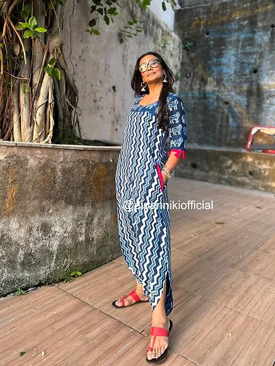Leheriya Indigo dhoti jumpsuit