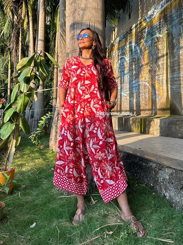 Red floral Suhaani jumpsuit