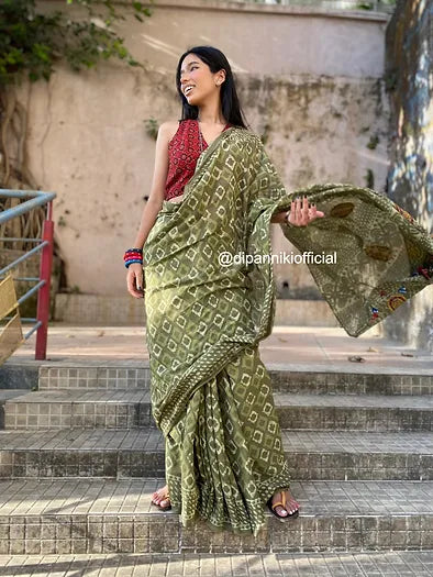Pista Mul Cotton saree