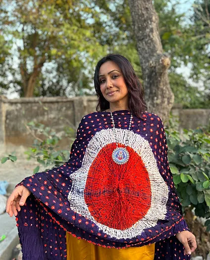 Violet orange chaandni silk dupatta
