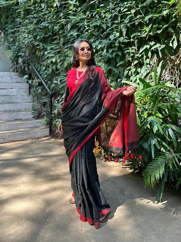 Black red Saree co-ord set