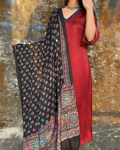 Black lotus modal silk dupatta
