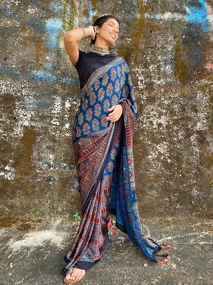 Indigo Pammi modal silk saree