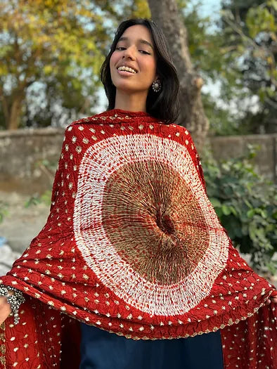 Rust Bandhani Modal Silk Dupatta