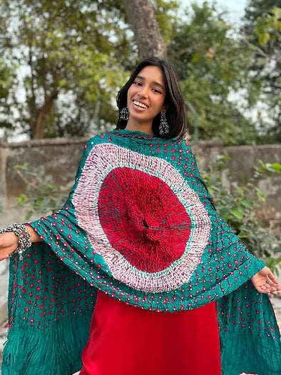 Aqua Bandhani Modal Silk Dupatta