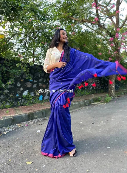 Royal blue tikli mul saree