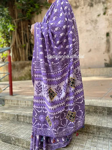 Lavender Mul Cotton saree