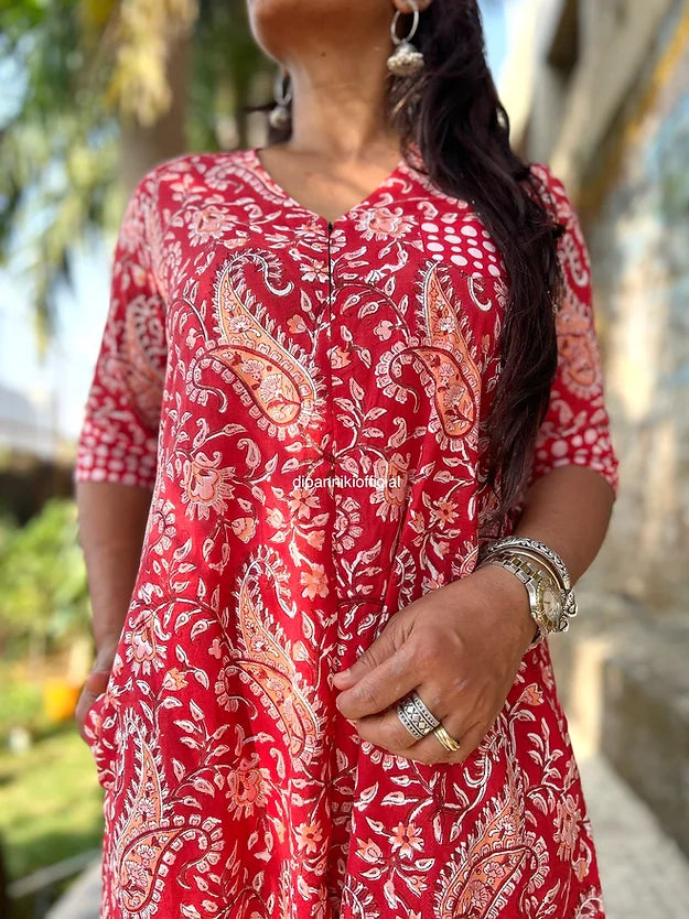 Red Kairi Floral Suhaani Jumpsuit