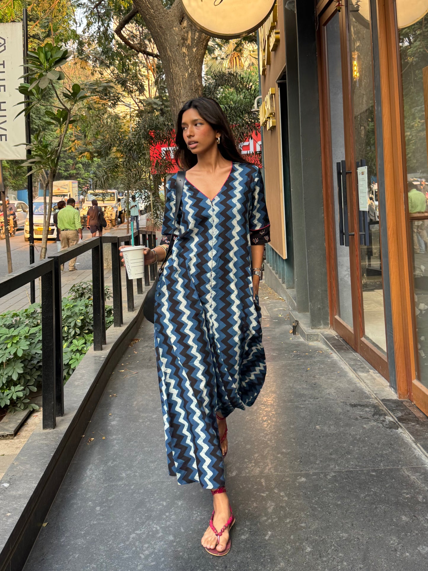 Chevron Cotton Jugni Jumpsuit