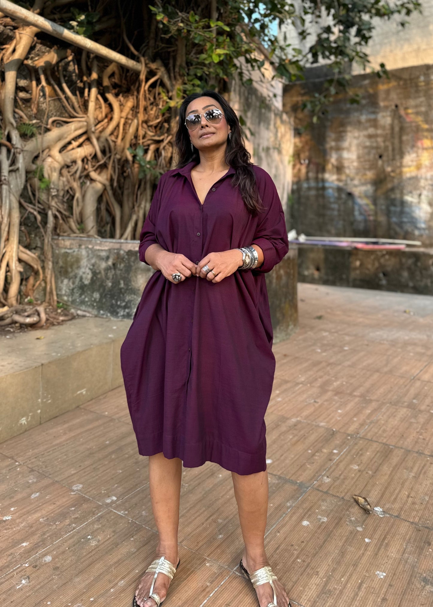 Grape Oversized Shirt dress