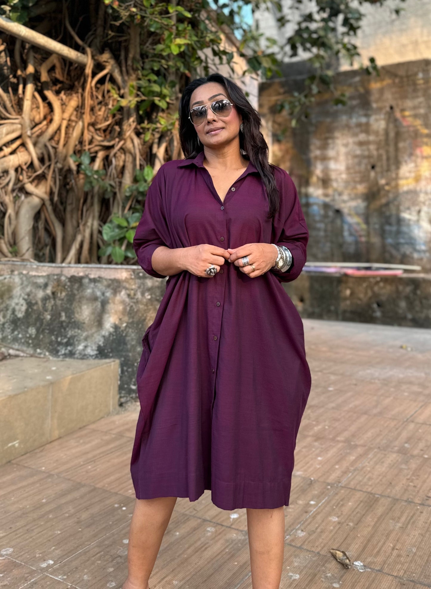 Grape Oversized Shirt dress