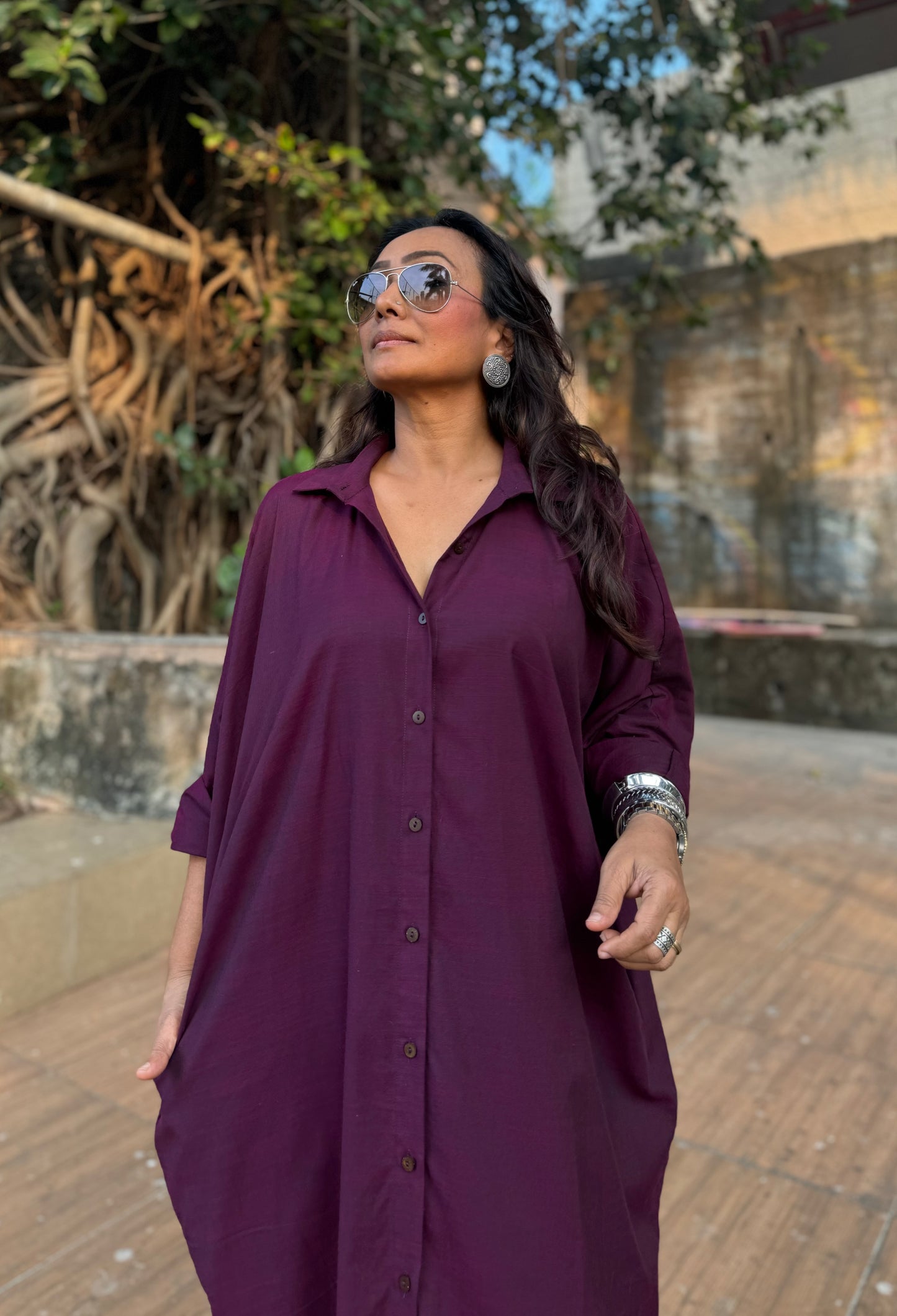 Grape Oversized Shirt dress