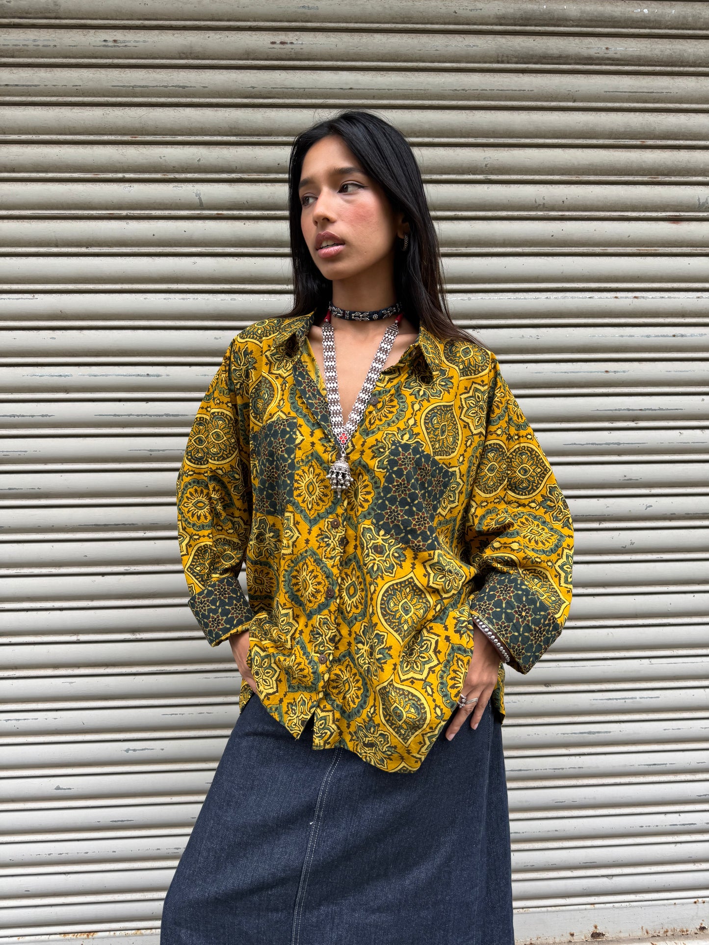 Haldi Ajrakh Cotton Shirt