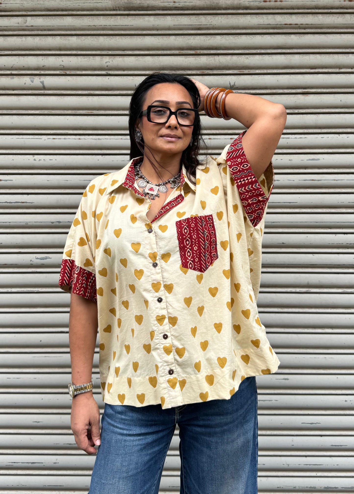 Ginger Heart Cotton Shirt (READY TO DISPATCH)