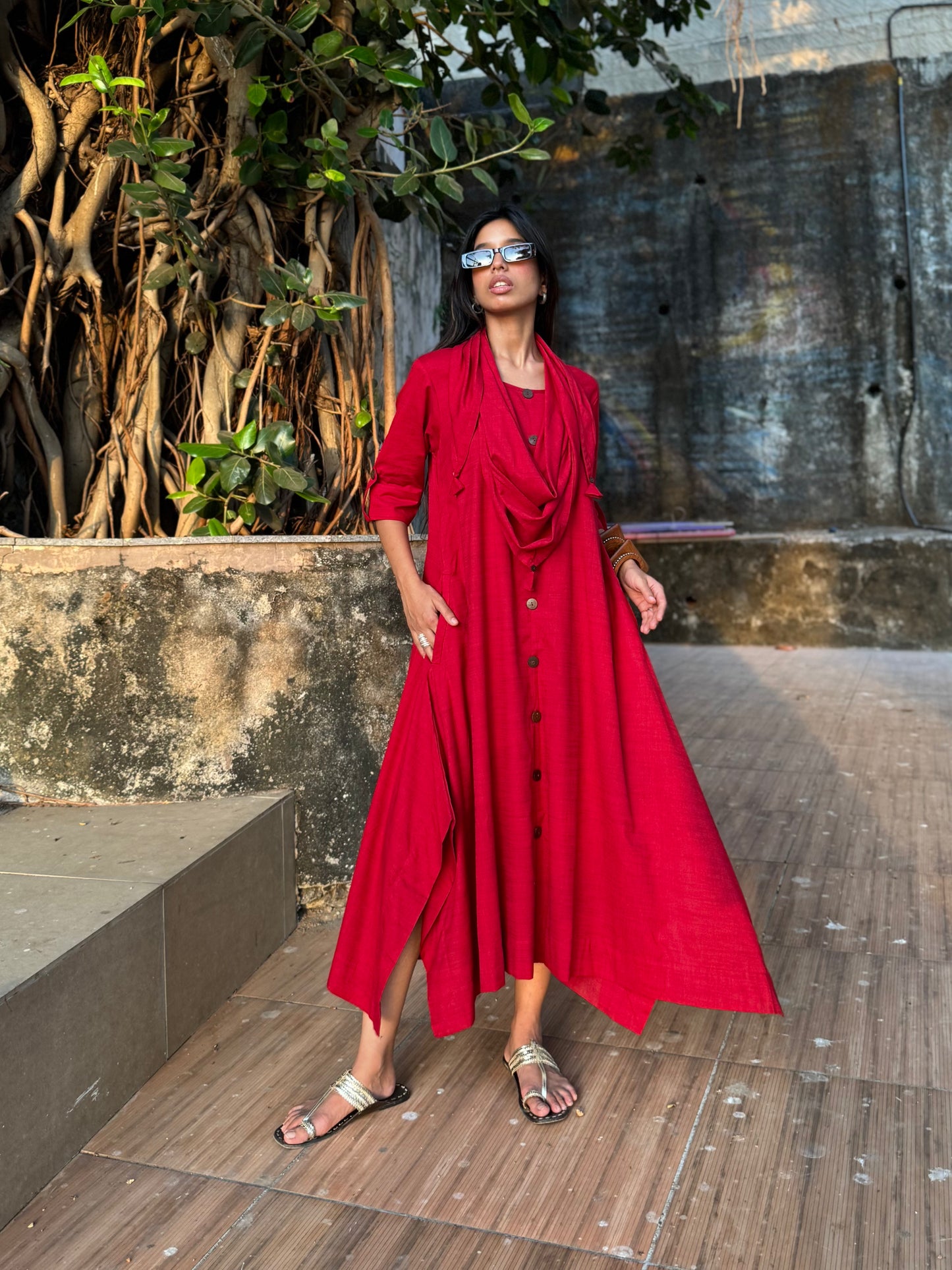 Red Jhabla dress WITH SCARF