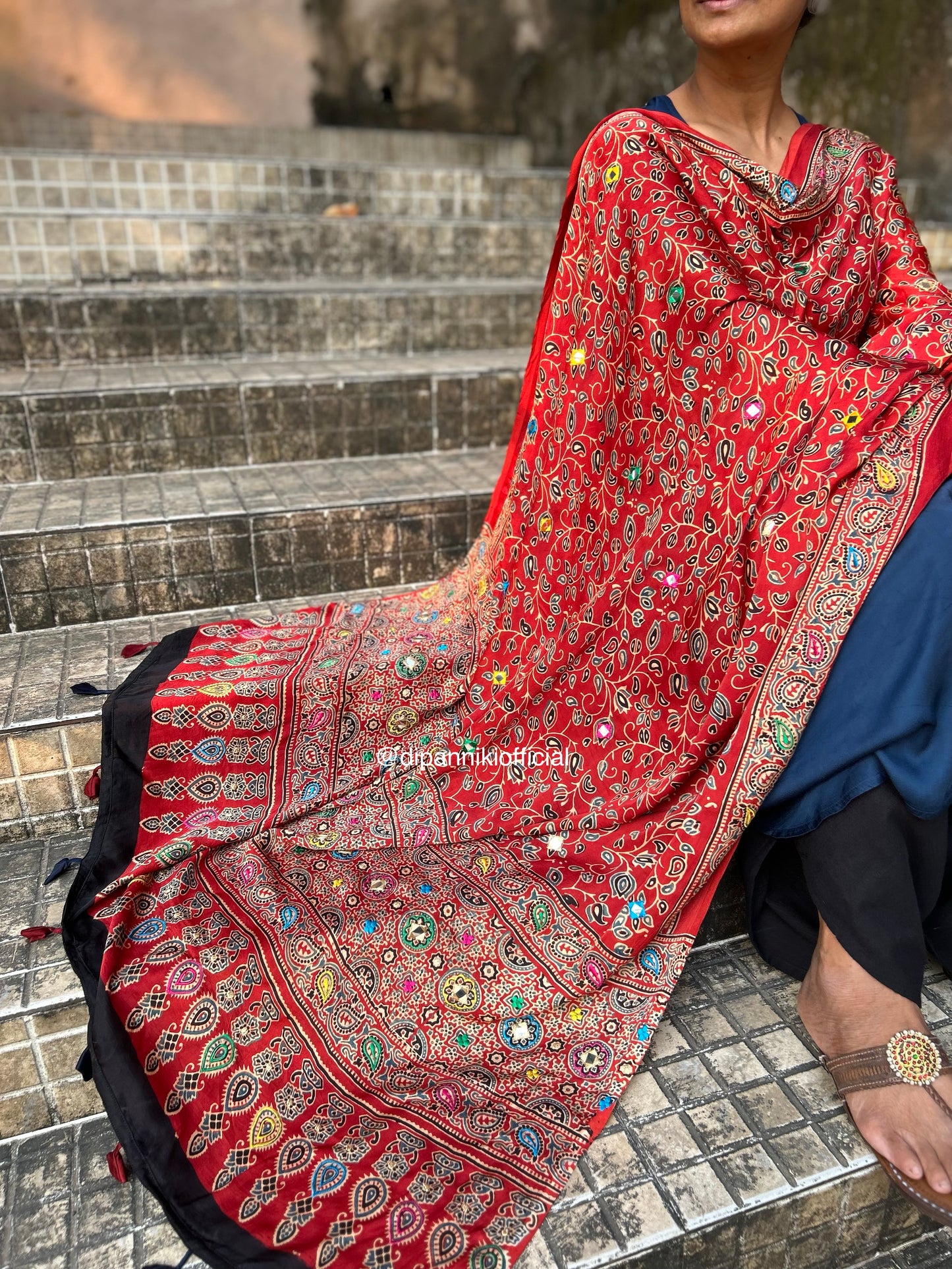 Red Jaali Modal silk dupatta