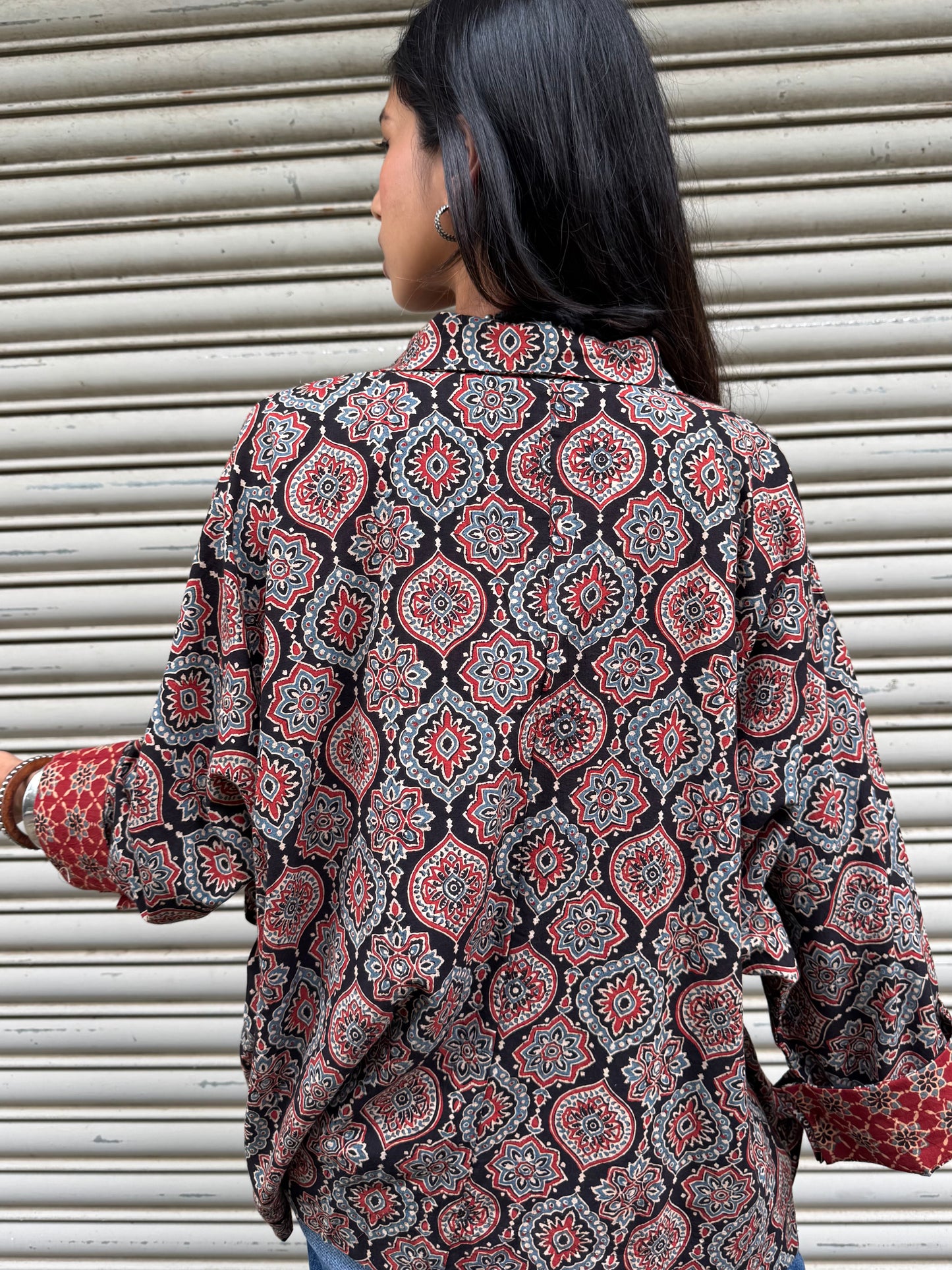 Noir Ajrakh Cotton Shirt