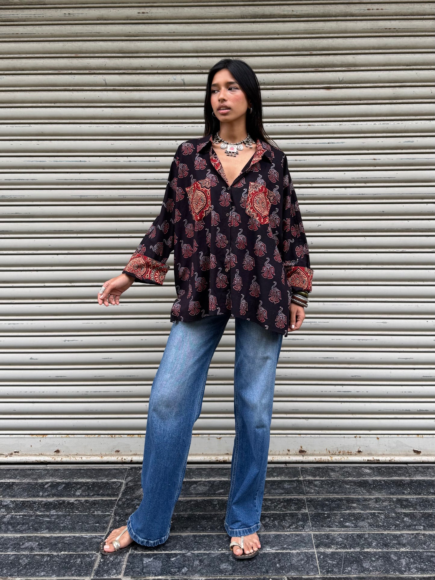 Ash Ajrakh Cotton Shirt