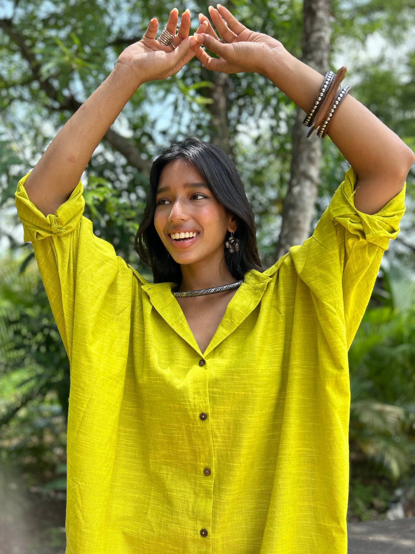 Lime Oversized Shirt dress