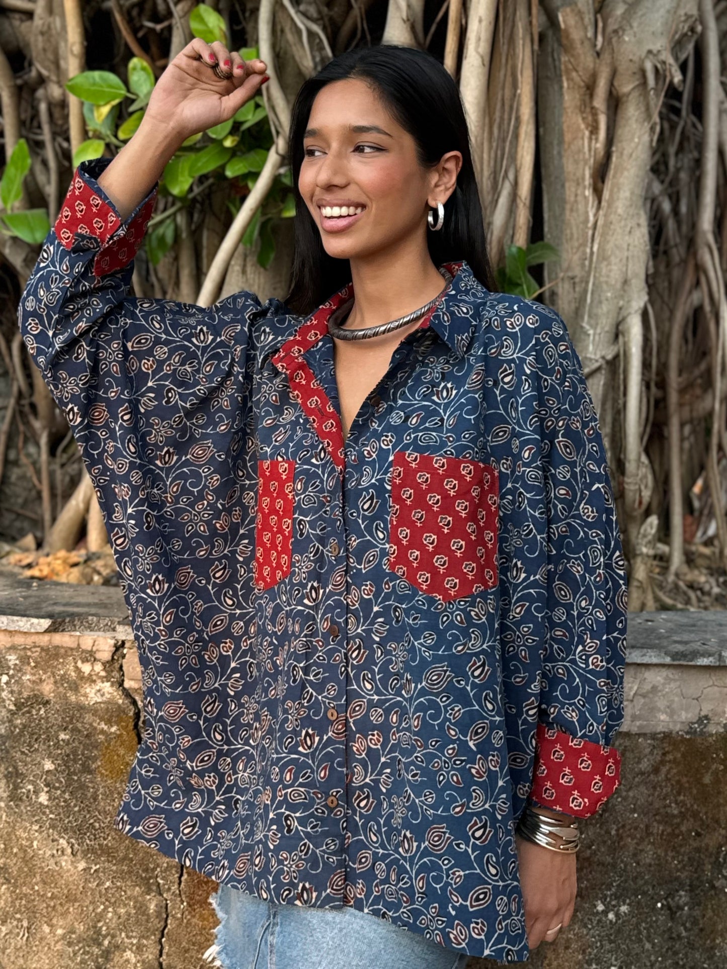 Celeste Ajrakh Cotton Shirt