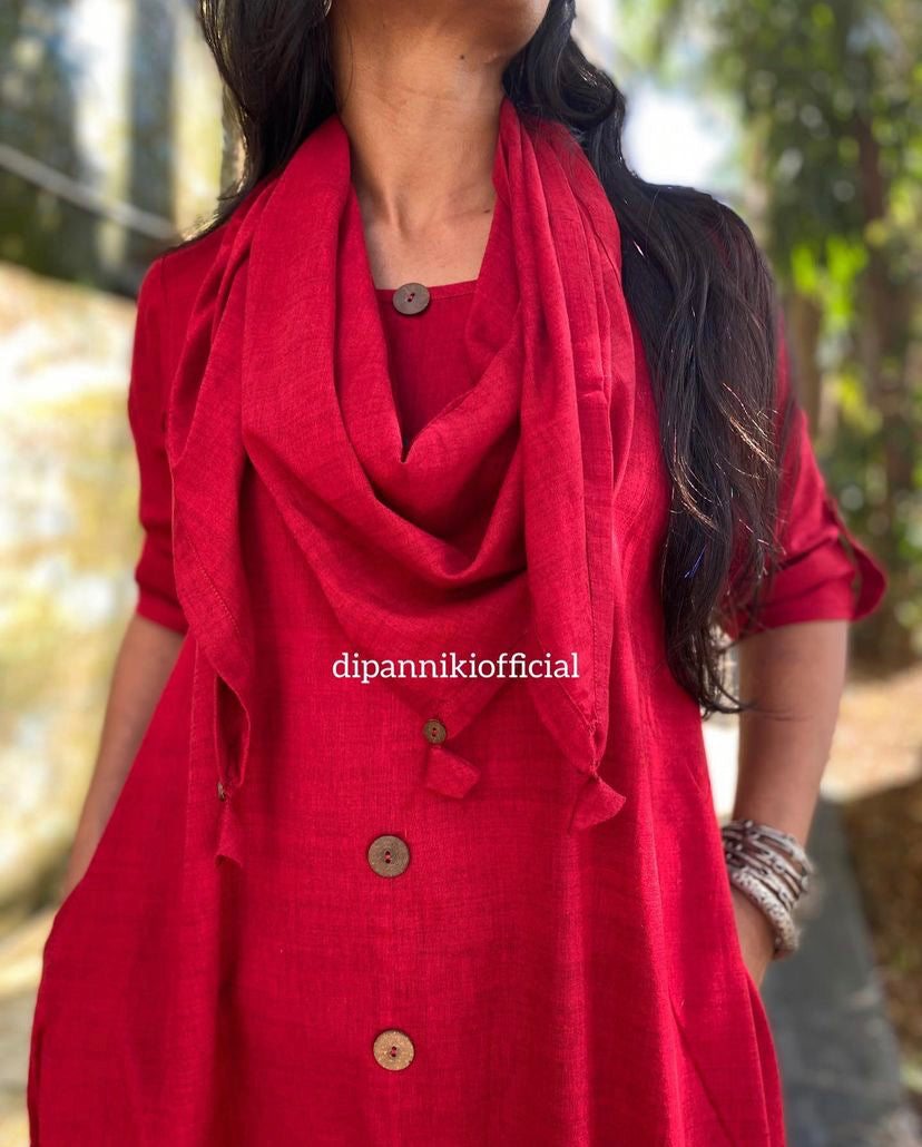 Red Jhabla dress WITH SCARF