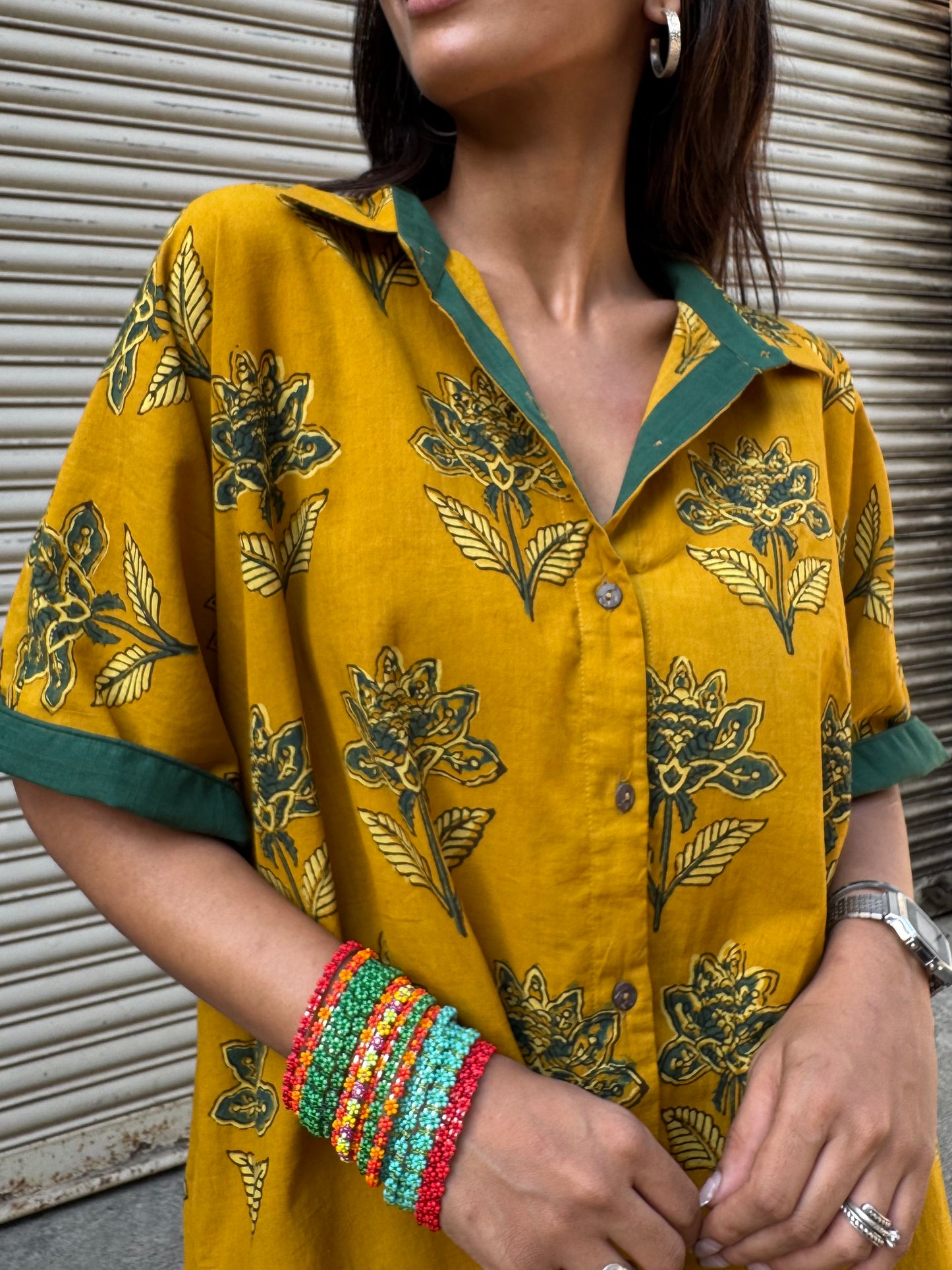 Turmeric Ajrakh Co-ord with Dhoti Skirt (PRE ORDER -45 DAYS)