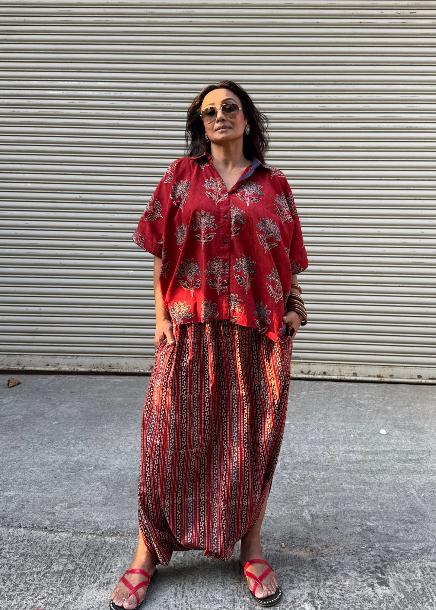 Mud Ajrakh Co-ord with Dhoti Skirt (PRE ORDER -45 DAYS)