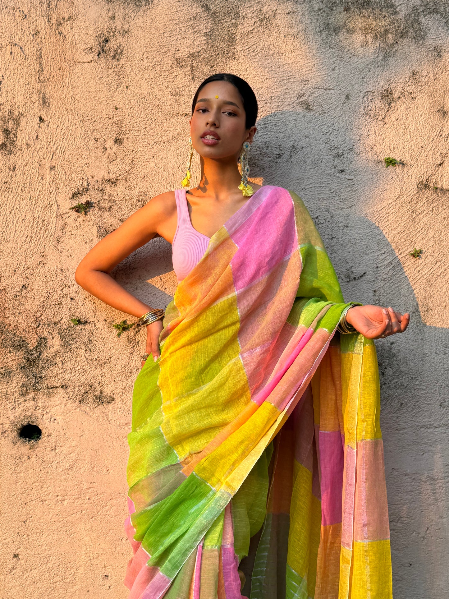 Basanti Linen Cotton Saree