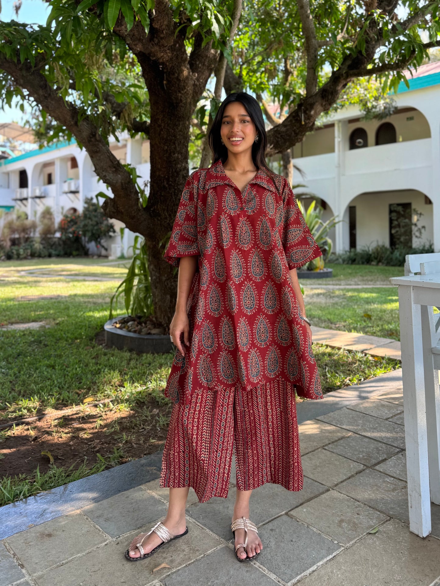 Kumhar Ajrakh Co-ord with Culottes