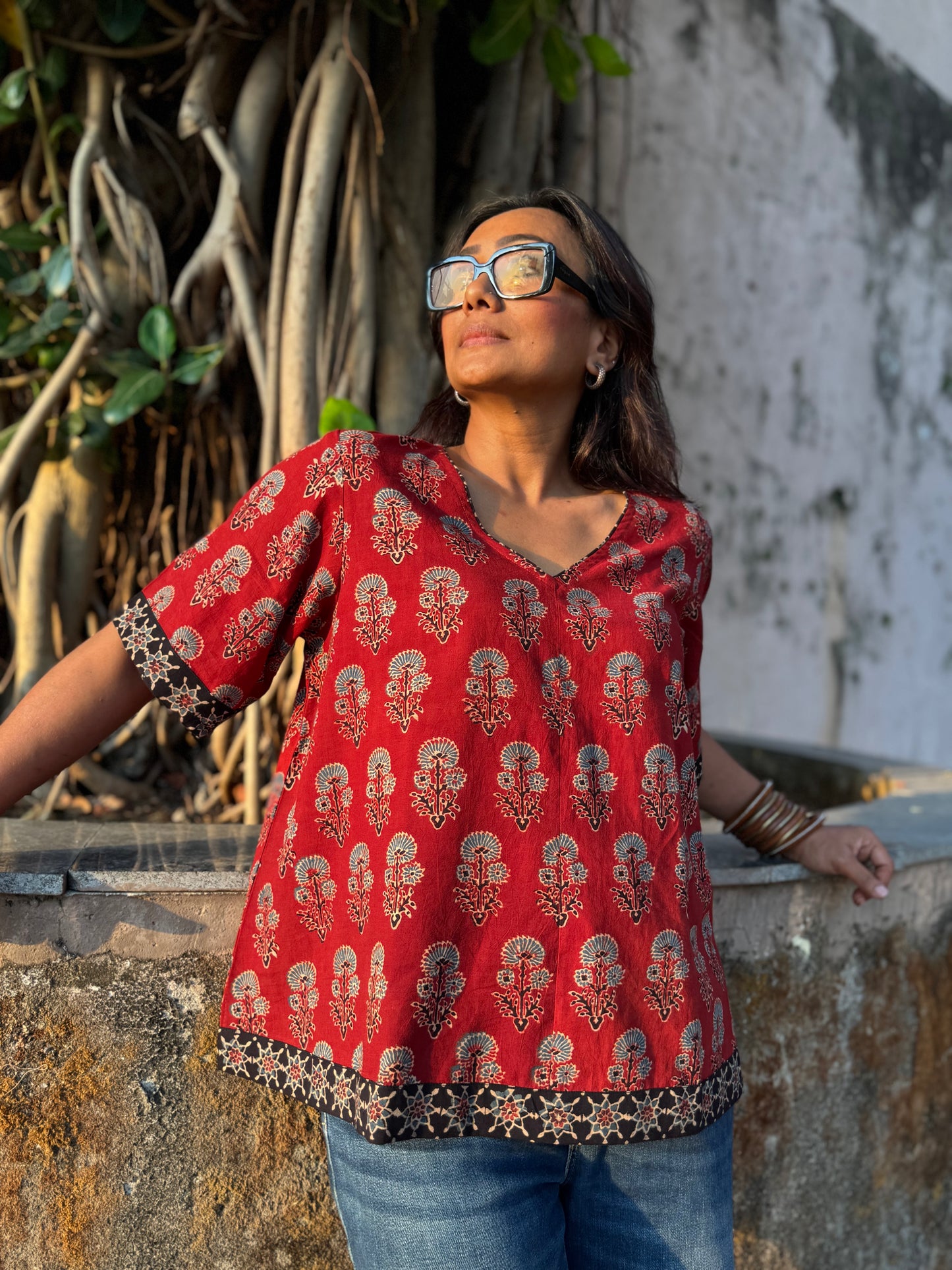 Pammi Ajrakh Cotton Boxy Top