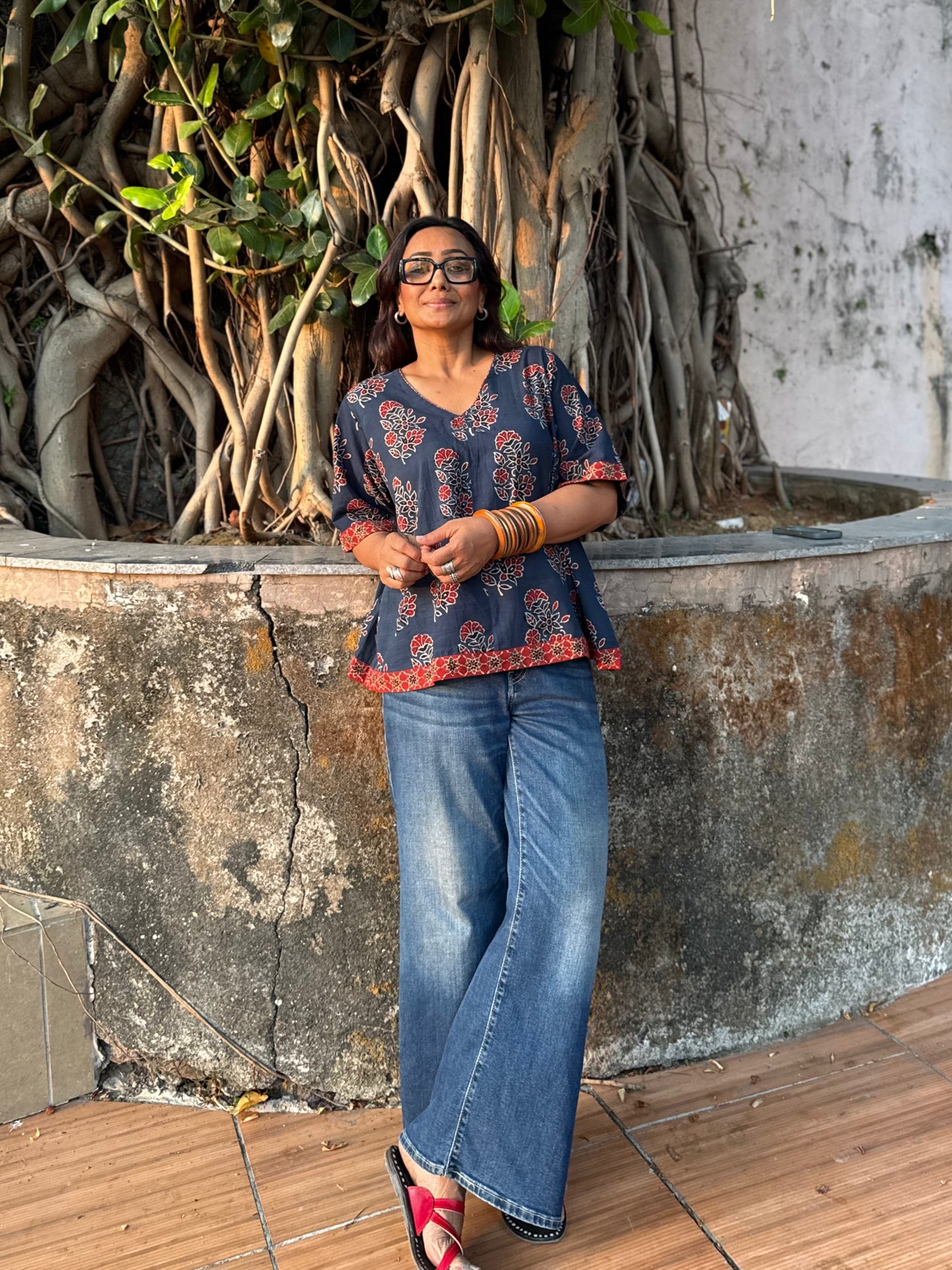 Reet Ajrakh Cotton Boxy Top