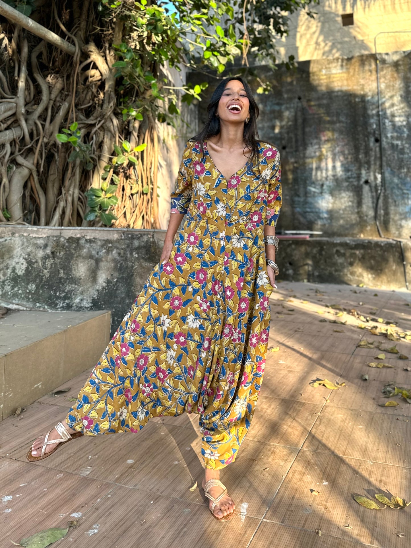 Multi-Mustard Harem Jumpsuit