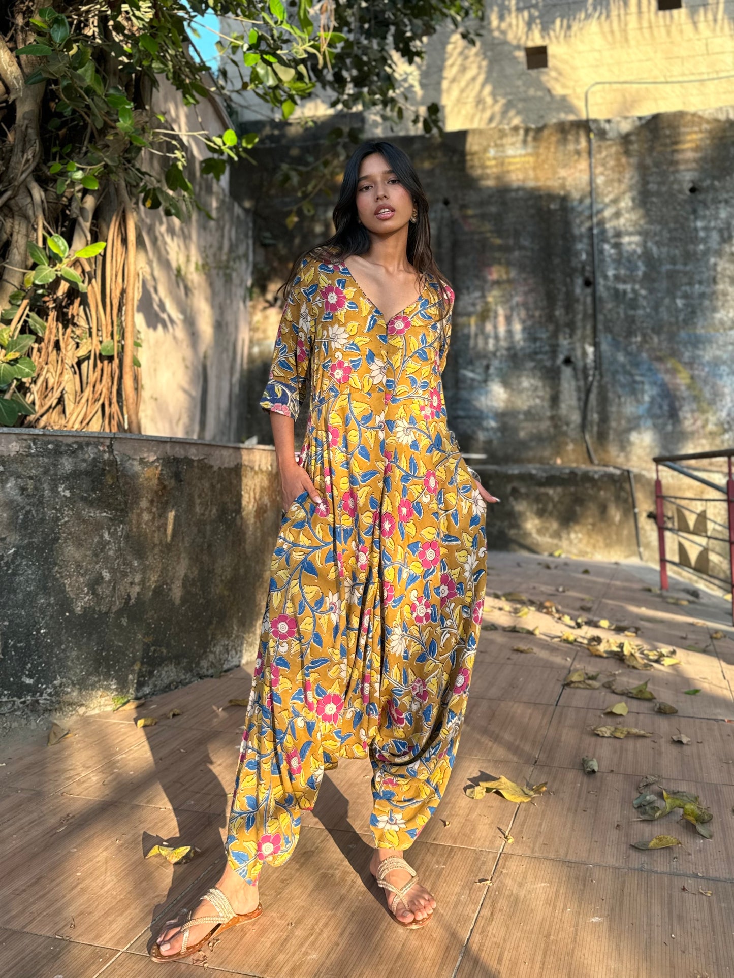 Multi-Mustard Harem Jumpsuit