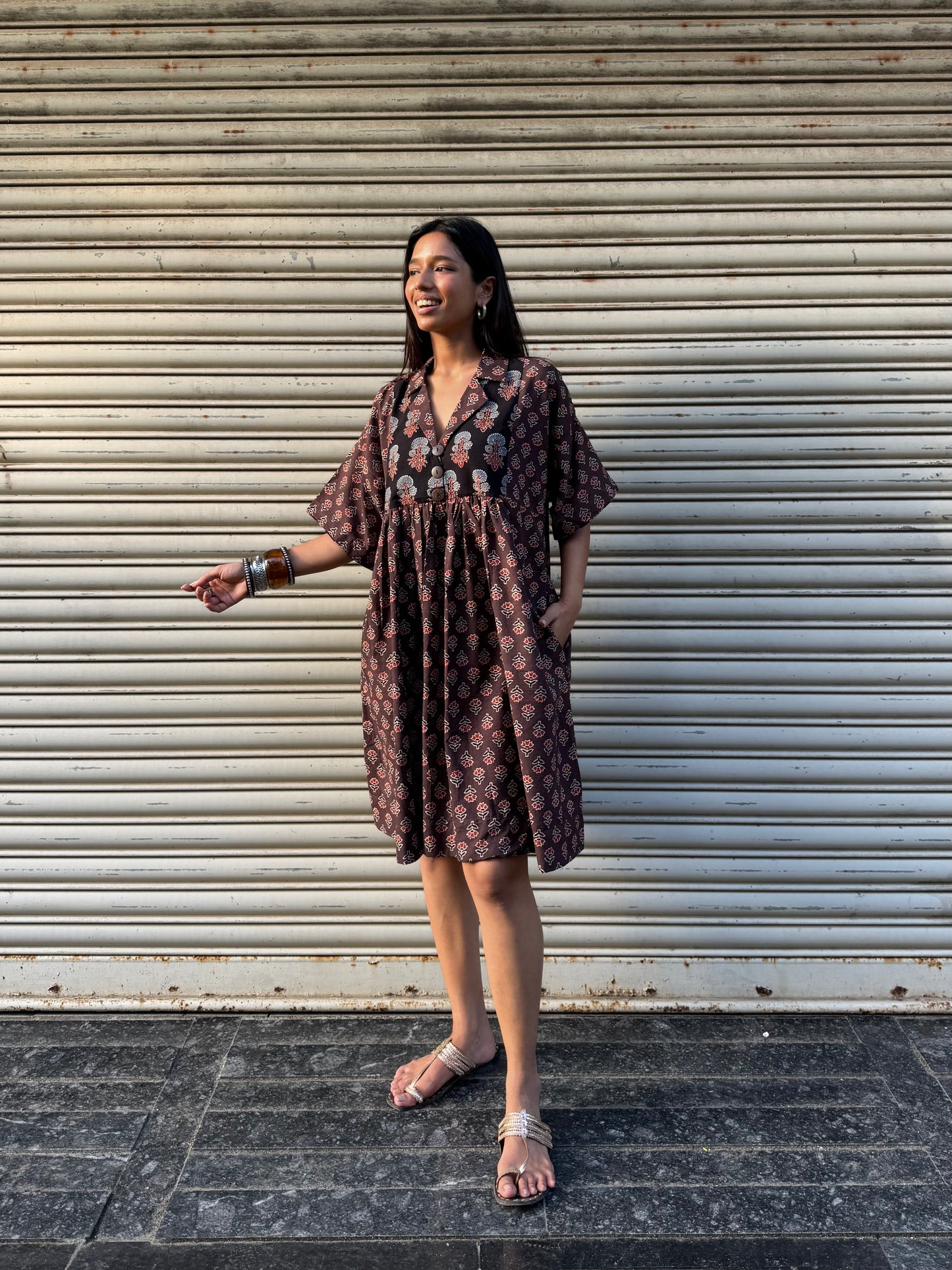 Espresso Chulbuli Cotton Dress (READY TO DISPATCH)