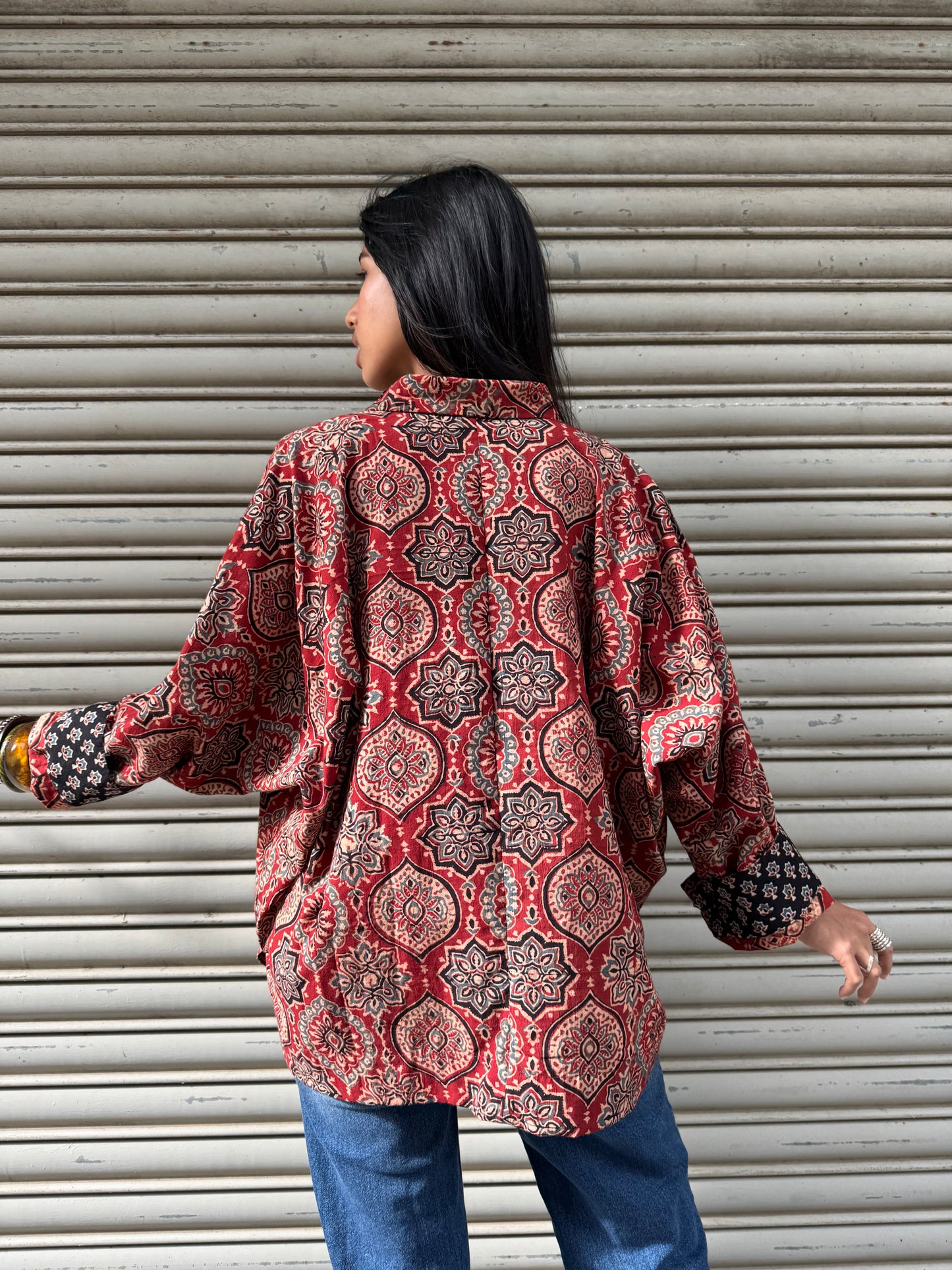 Brick Ajrakh Cotton Shirt