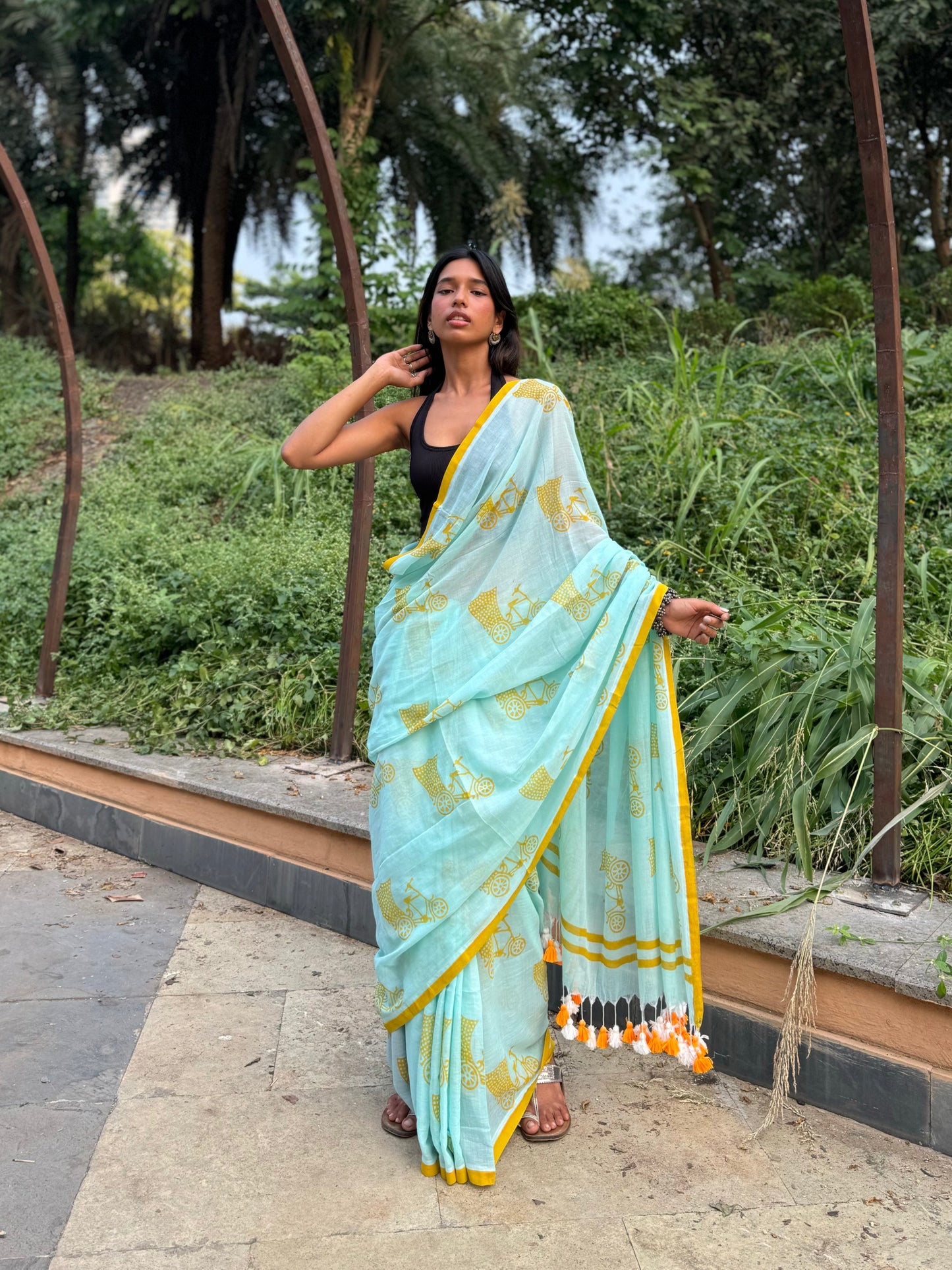 Aqua cycle saree