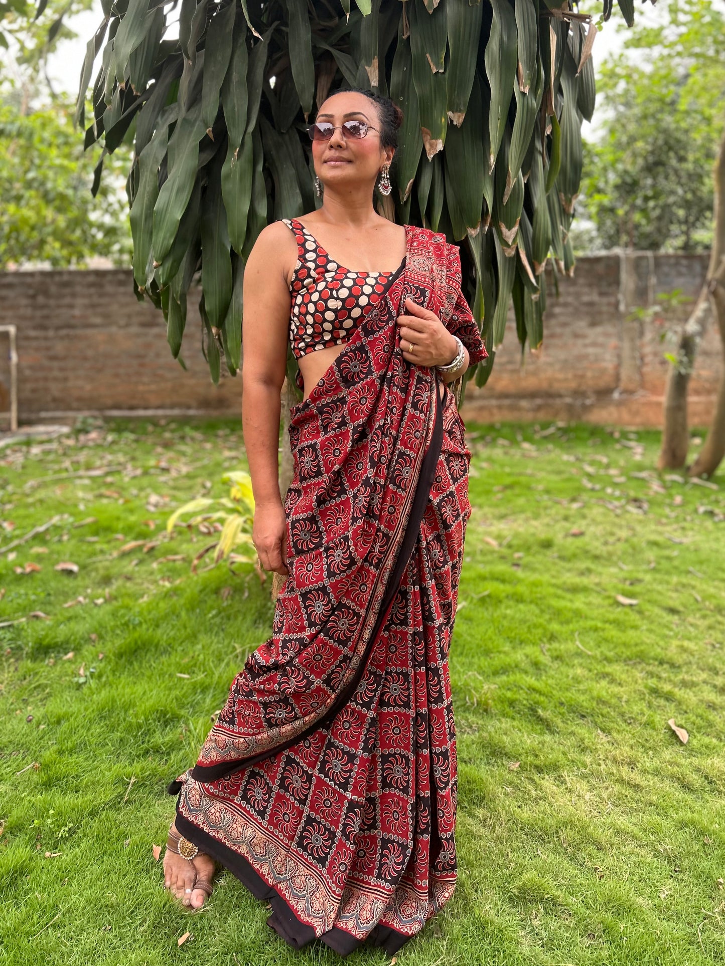 Mud Chakra Cotton Ajrakh saree