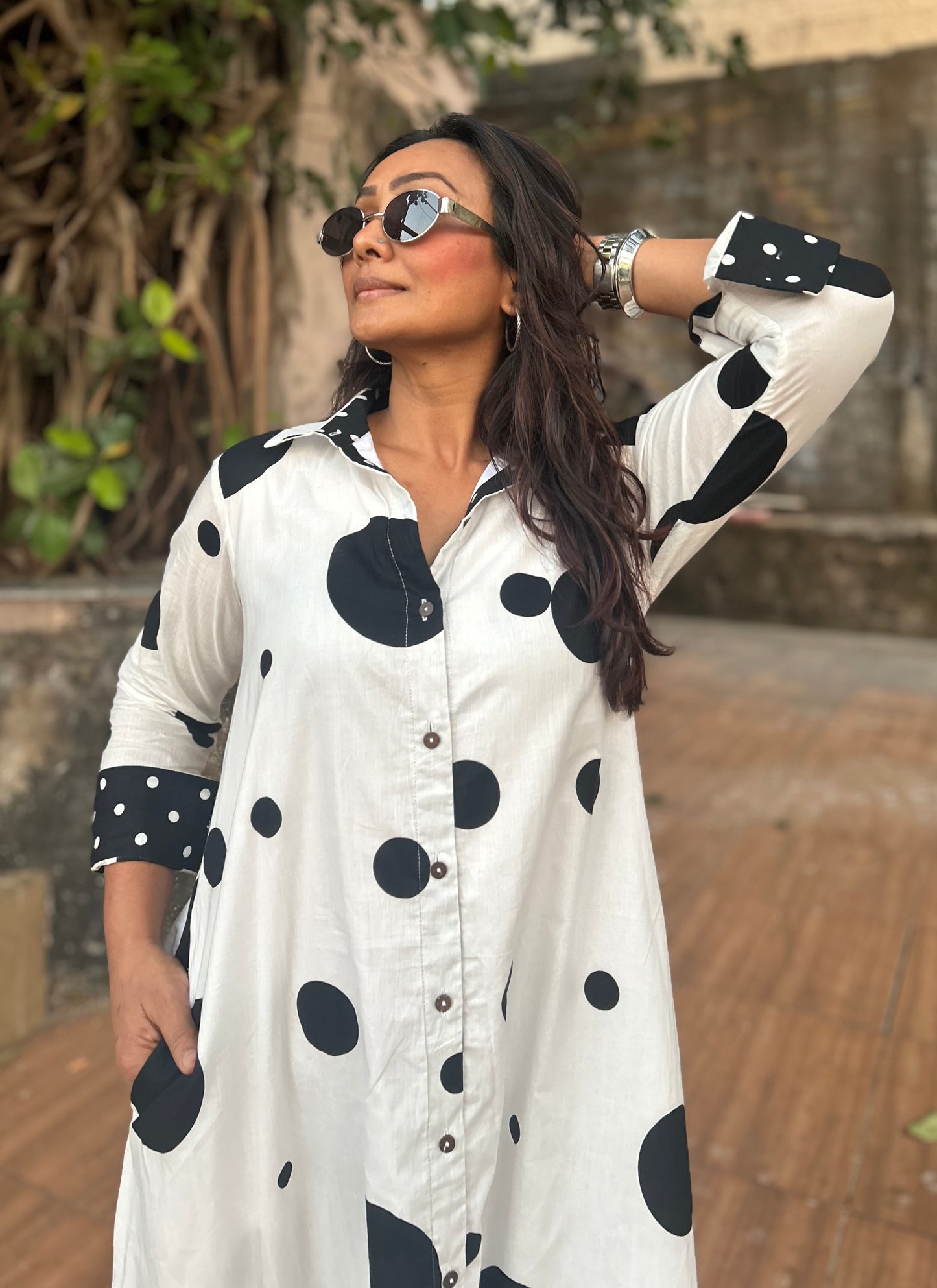 Eggshell Shirt dress