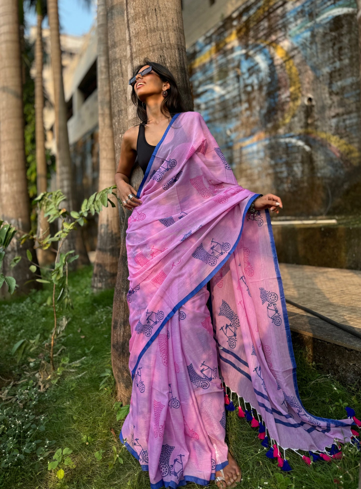 Blush cycle saree