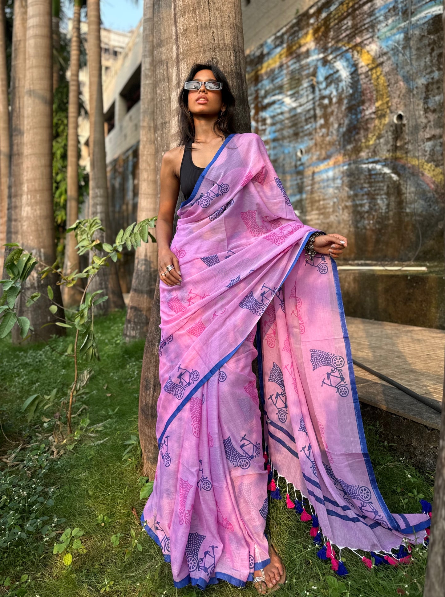 Blush cycle saree