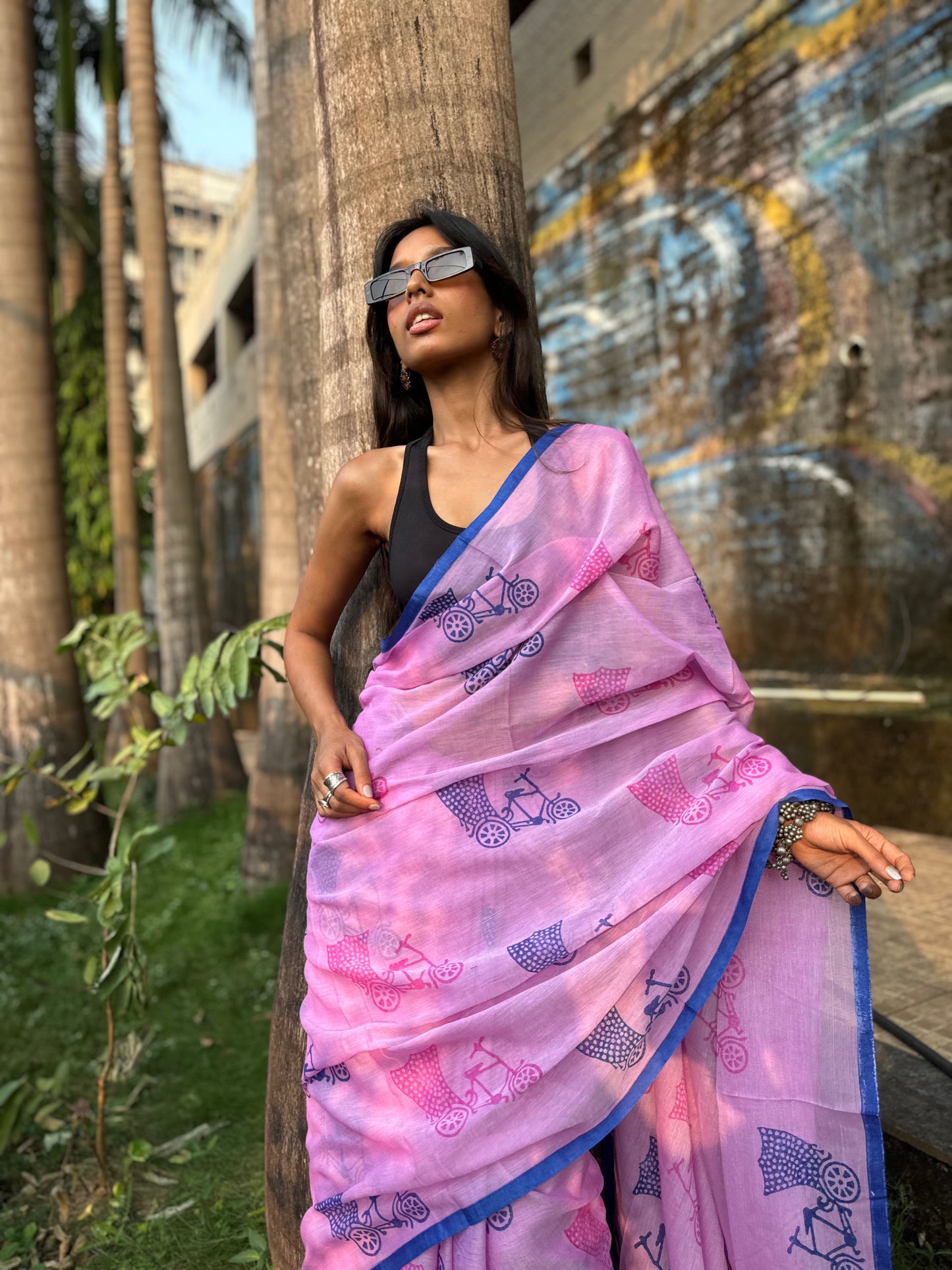 Blush cycle saree