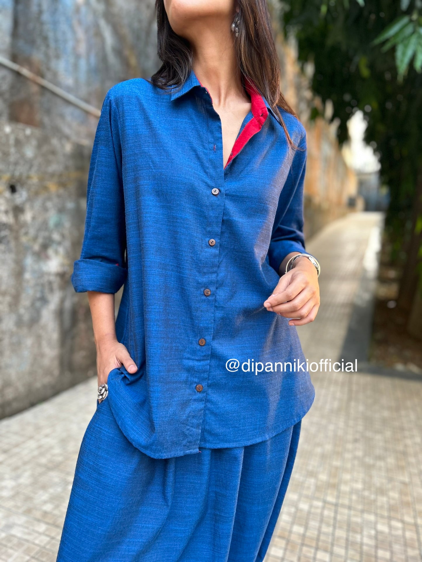 Electric blue Shirt dhoti co-ord