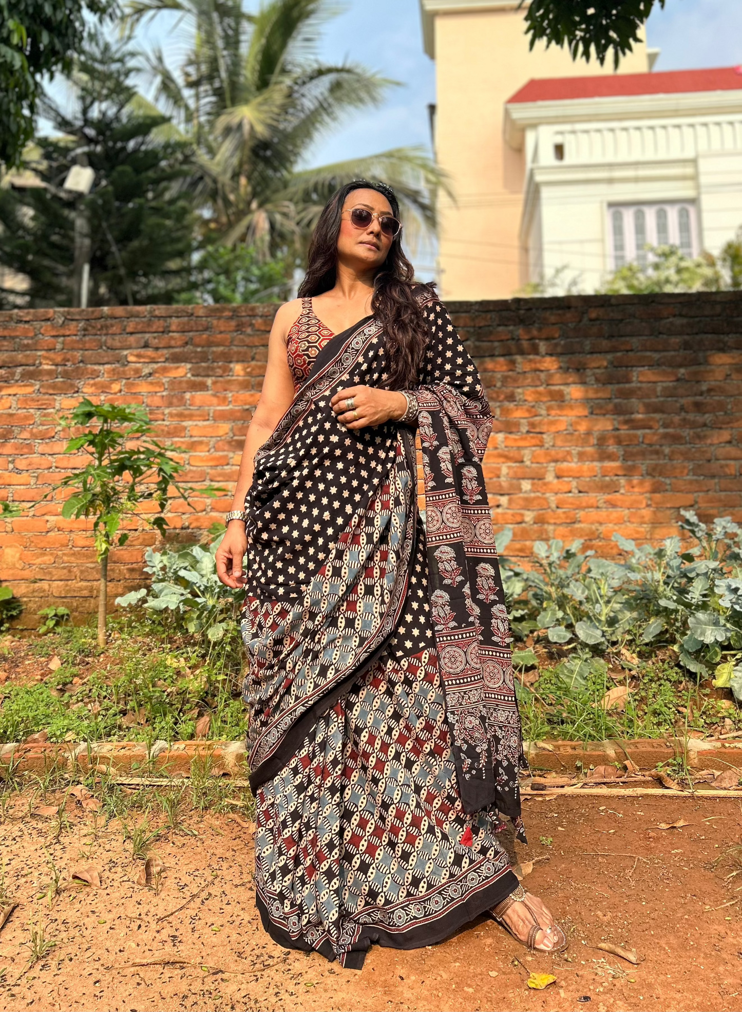 Riniki Cotton Ajrakh saree