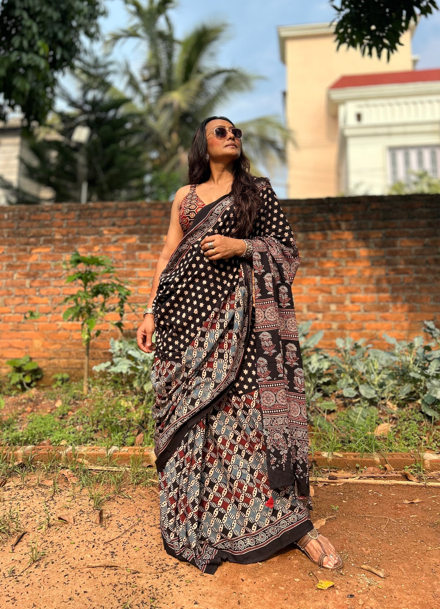 Riniki Cotton Ajrakh saree