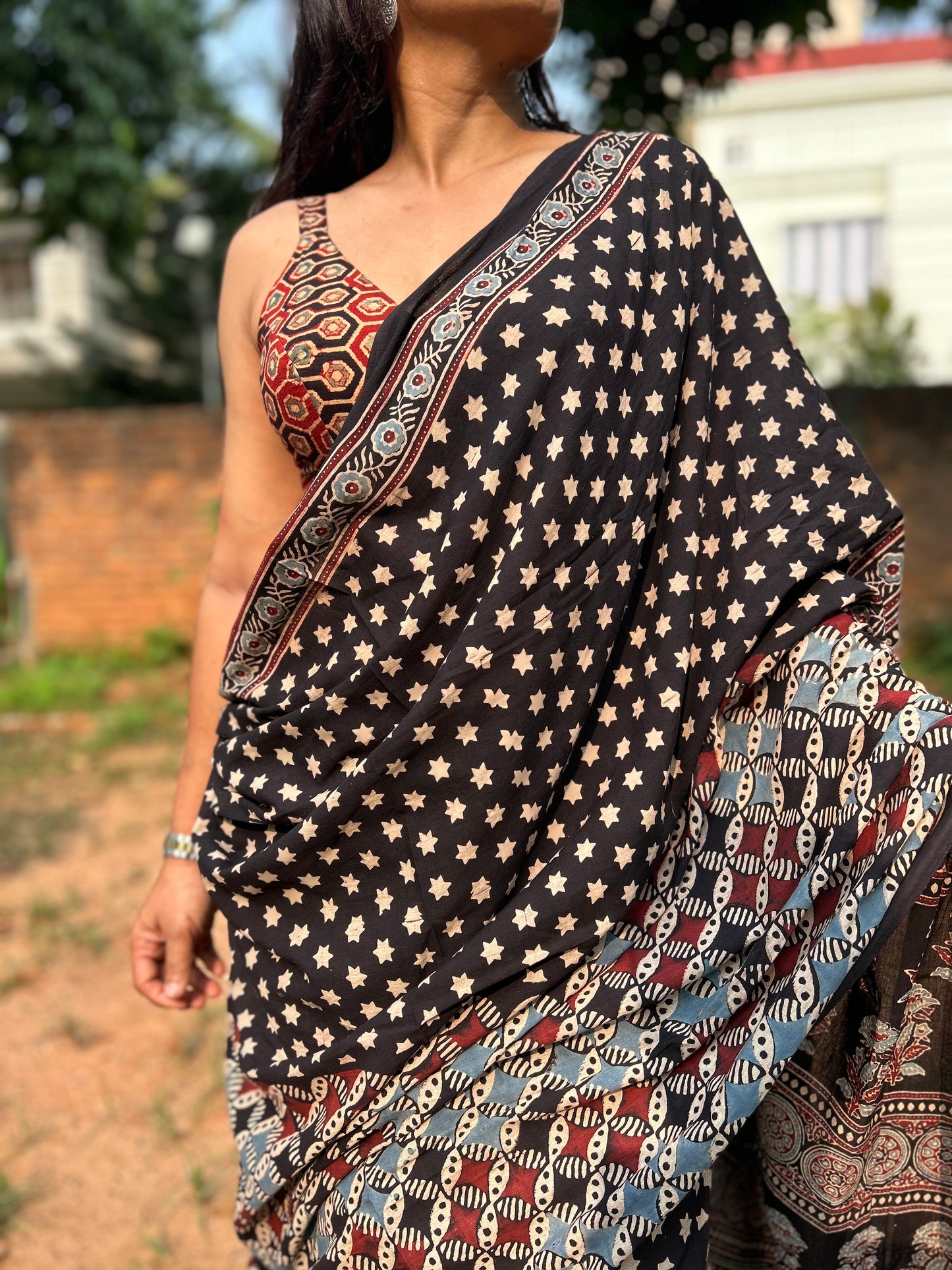 Riniki Cotton Ajrakh saree