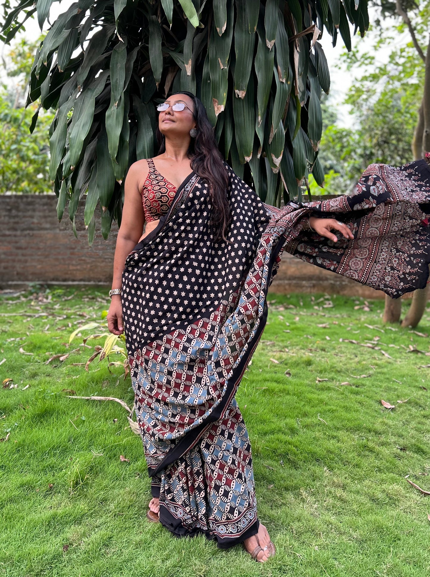 Riniki Cotton Ajrakh saree