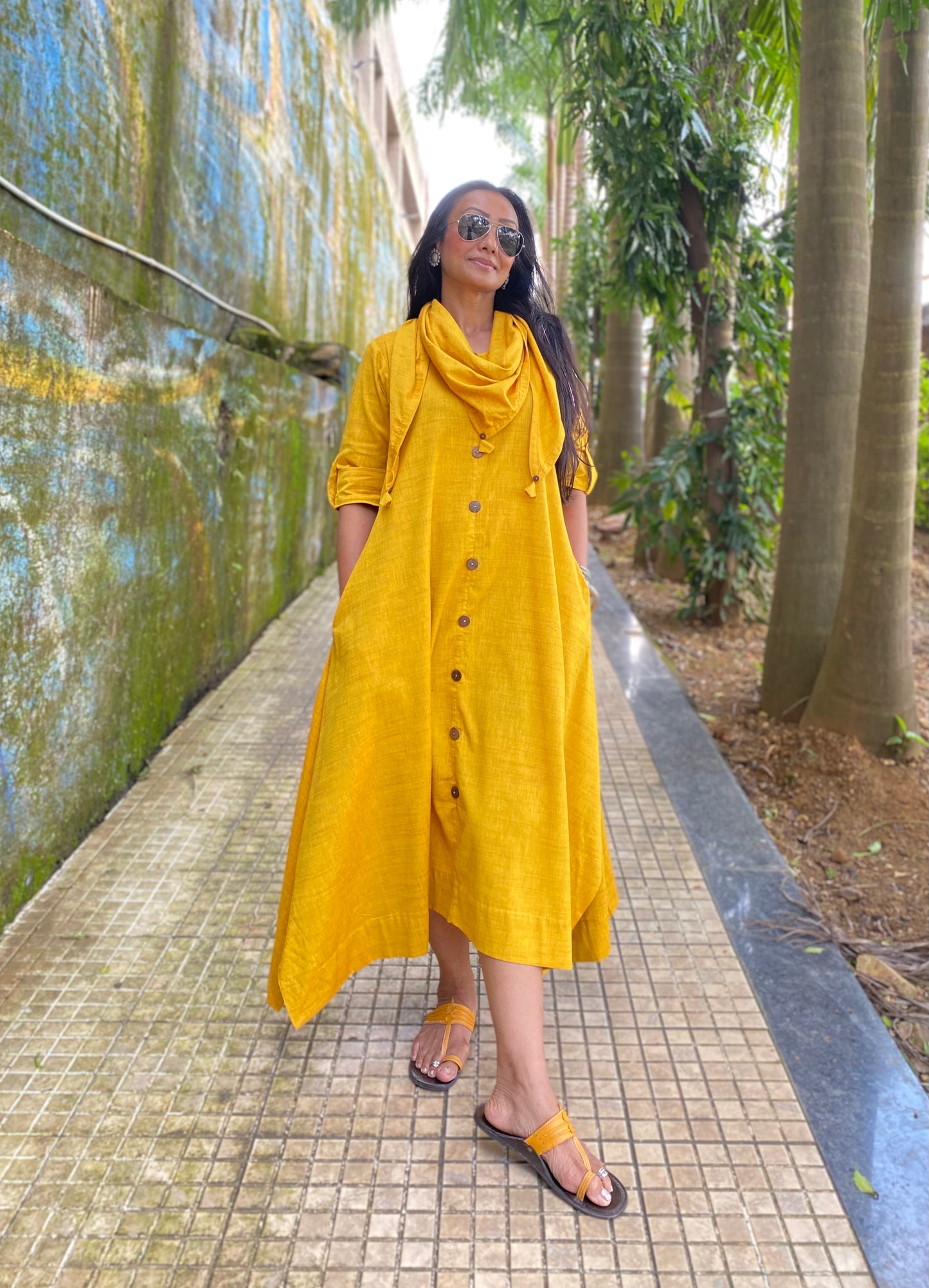 Mustard Jhabla dress WITHOUT SCARF