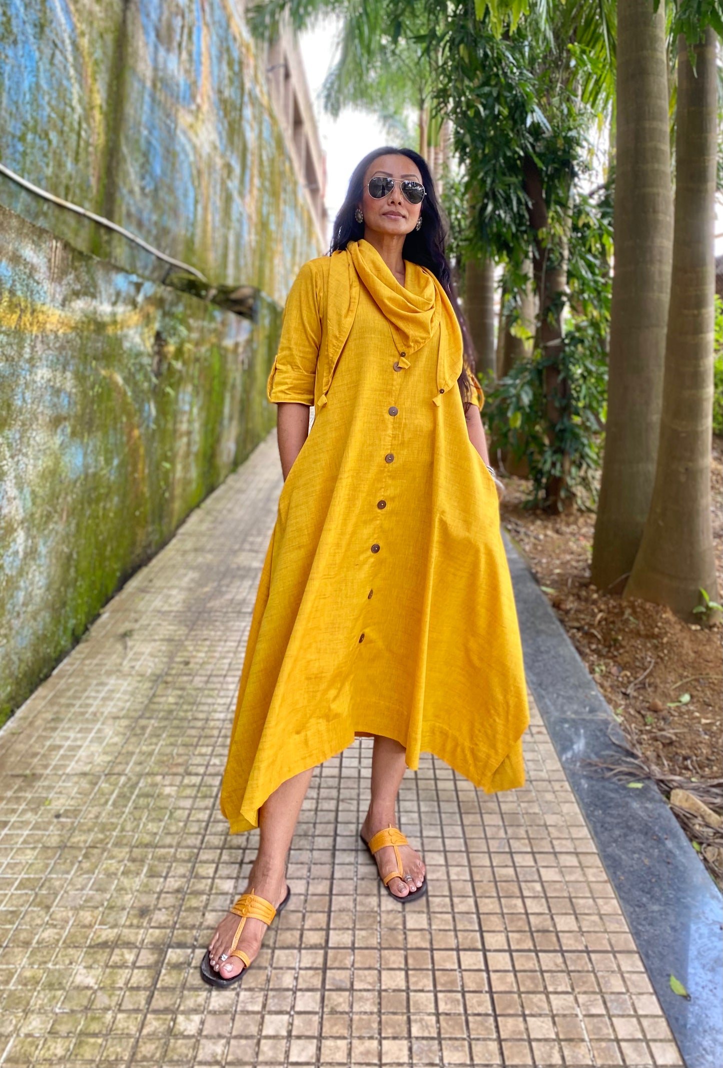 Mustard Jhabla dress WITHOUT SCARF