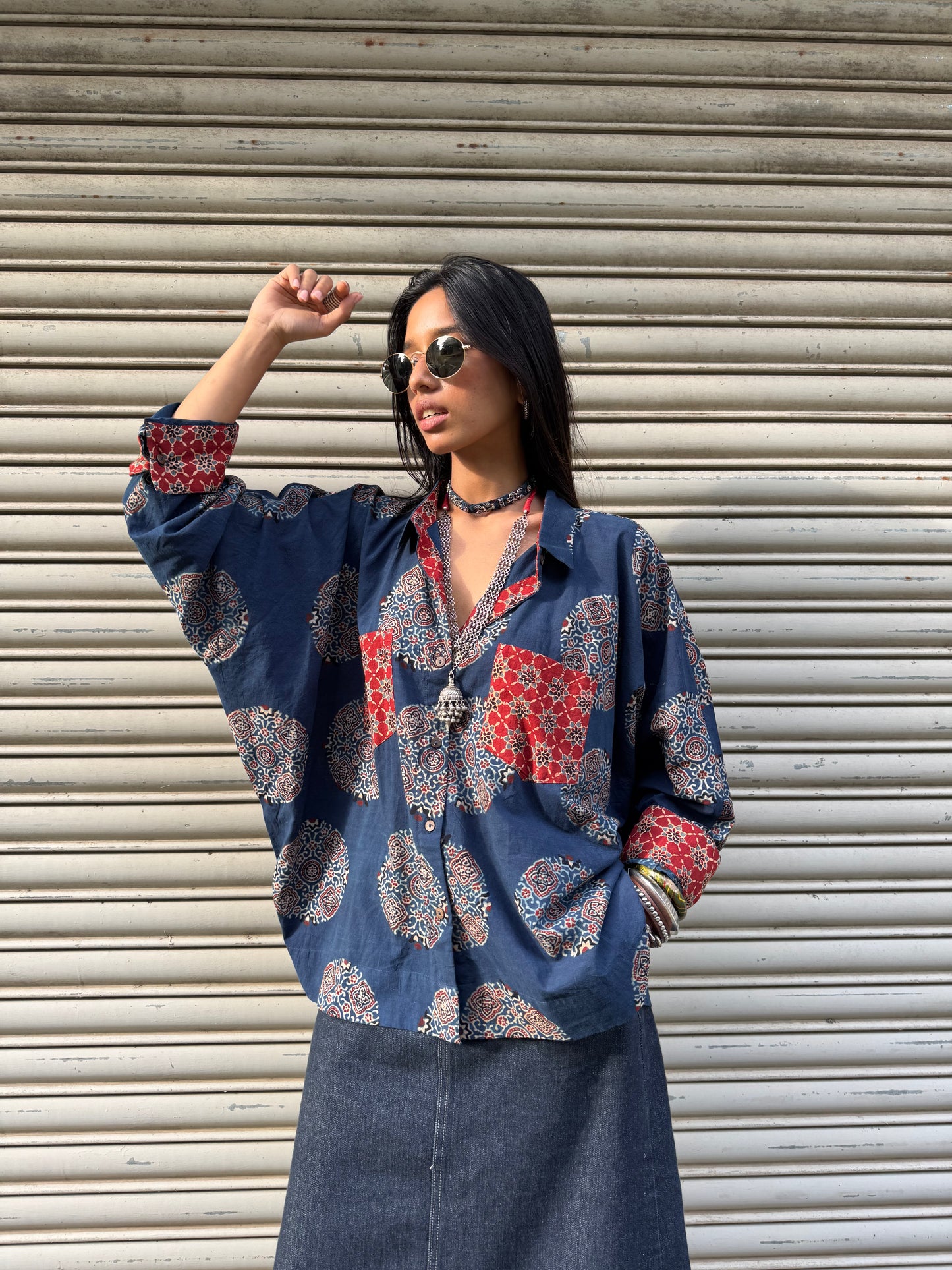 Neela Ajrakh Cotton Shirt