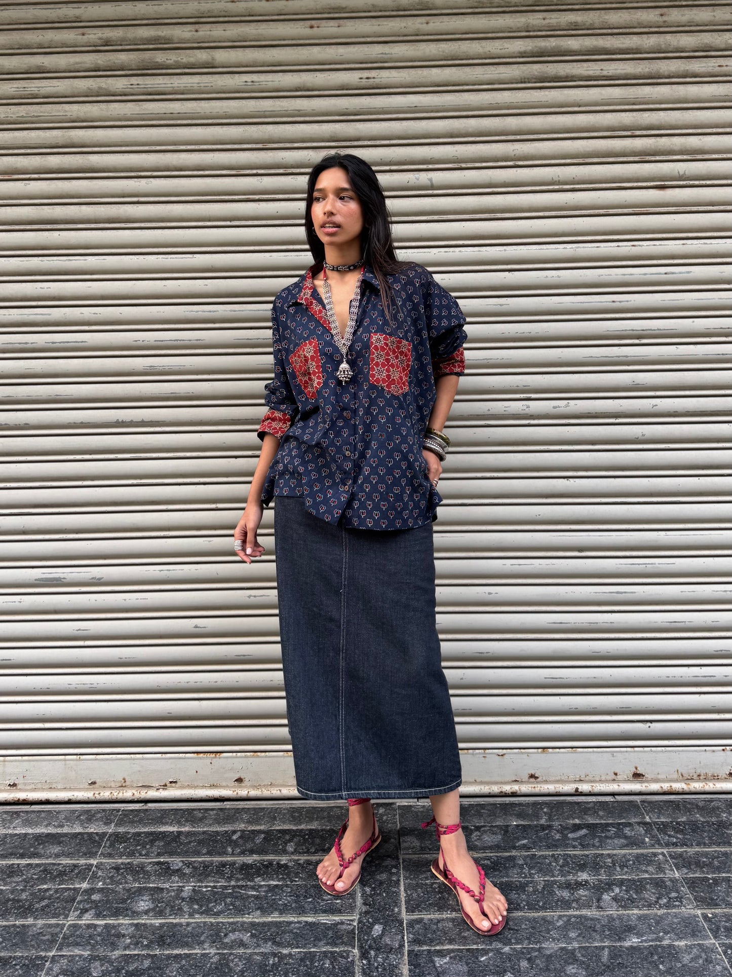 Lotus Ajrakh Cotton Shirt